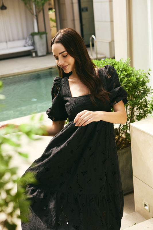 Vestido Claudia broderie negro