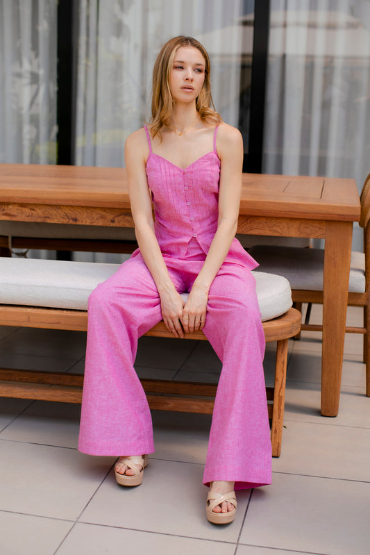 Blusa Donatella Fucsia Lino