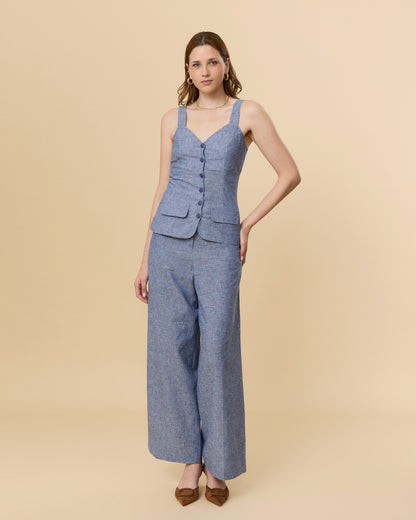 Blusa Fianna Azul Lino
