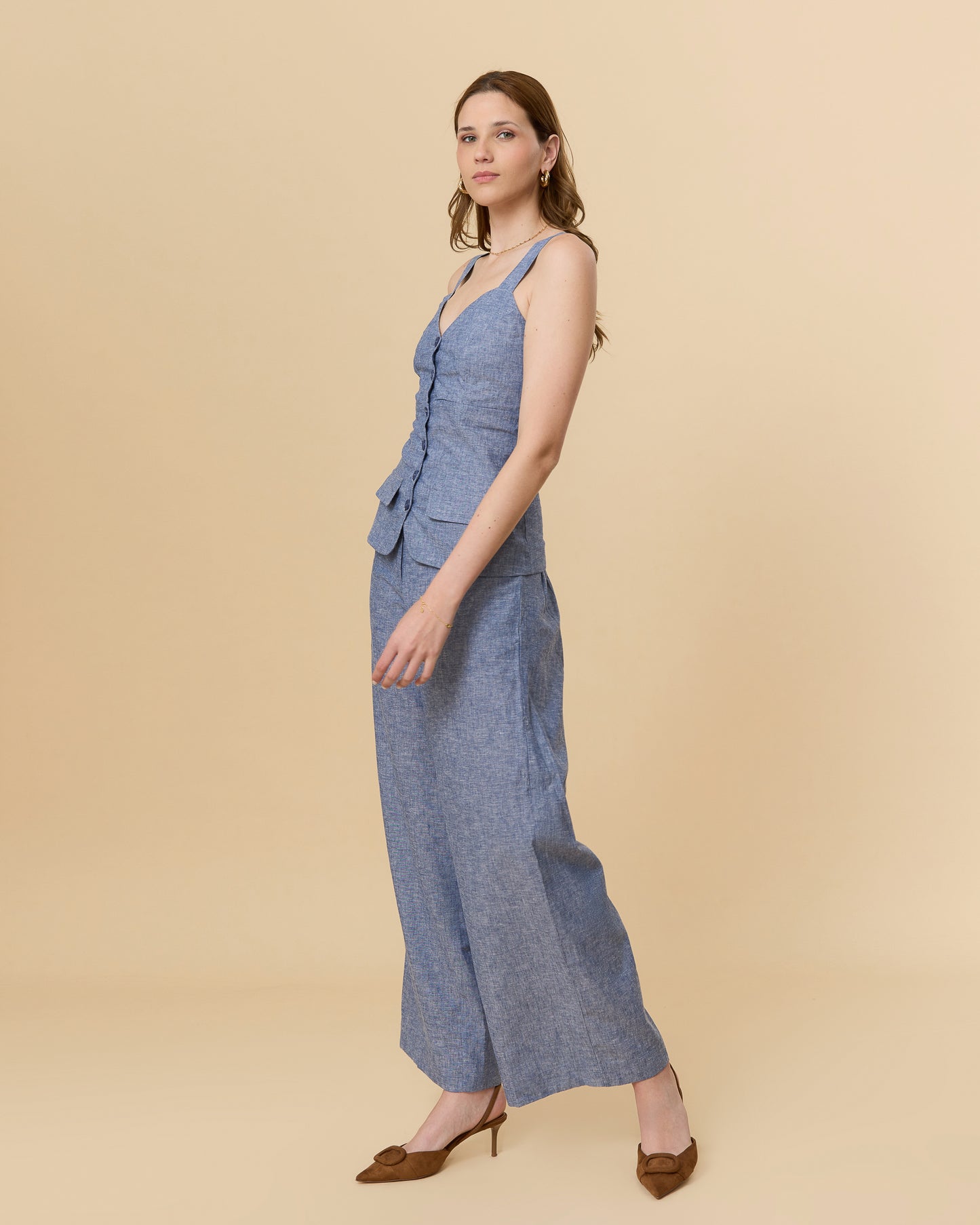 Blusa Fianna Azul Lino