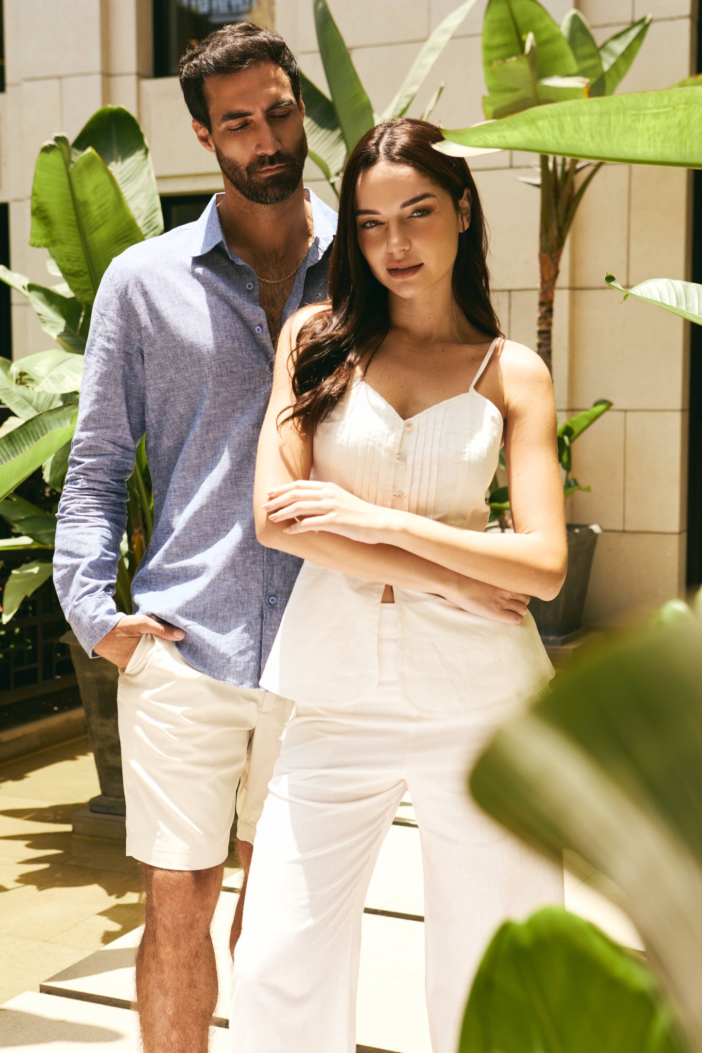 Pantalón Donatella Hueso Lino