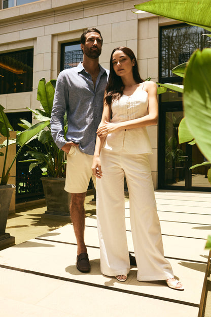Pantalón Donatella Hueso Lino