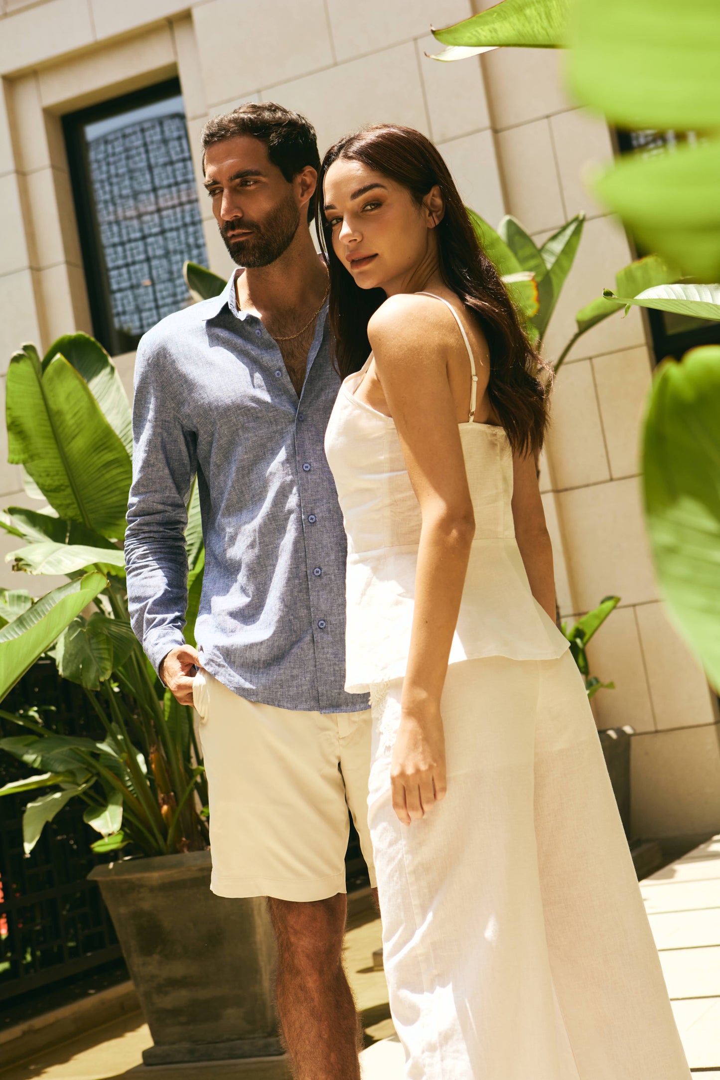 Pantalón Donatella Hueso Lino