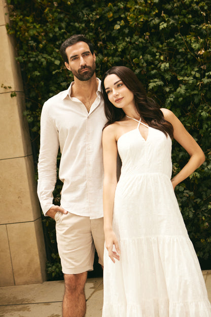 Vestido Largo Serena Broderie Blanco