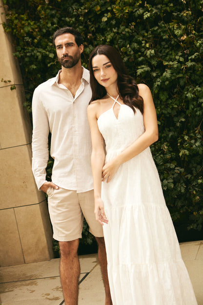Vestido Largo Serena Broderie Blanco