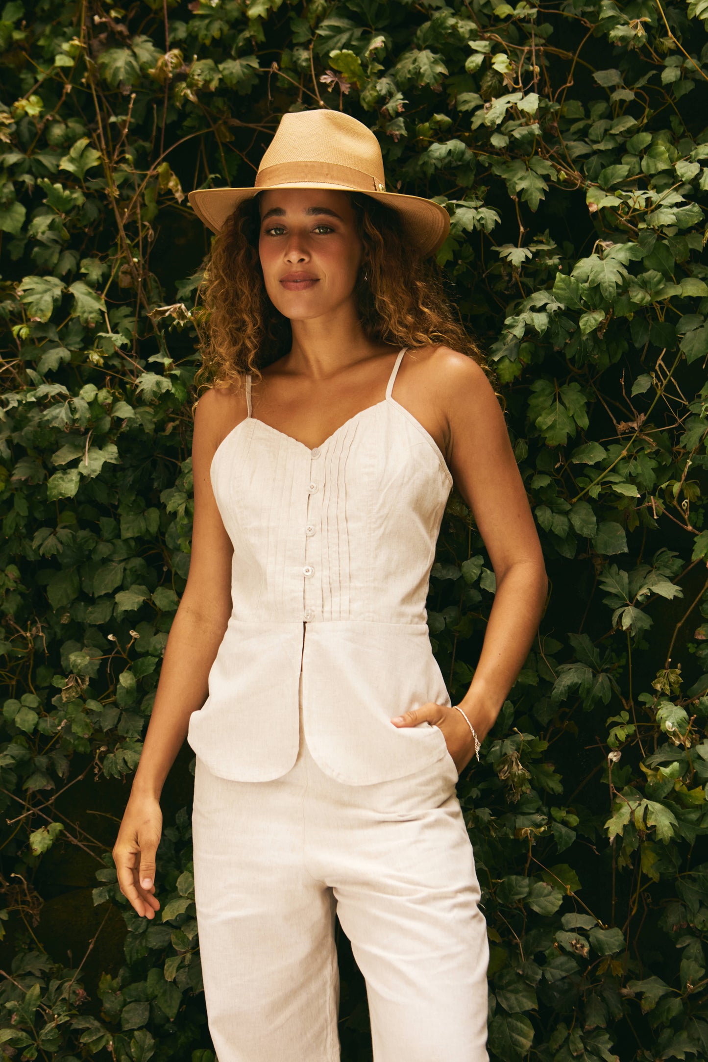 Blusa Donatella Beige Lino