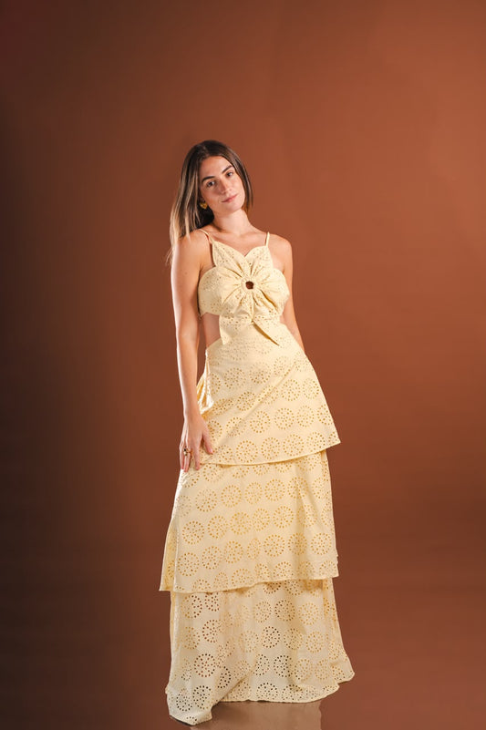 Vestido Flor broderie Amarillo